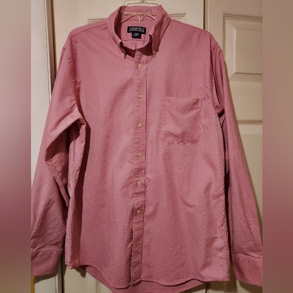 Lands End Mens Pink Oxford Button Down Tailored Dress Shirt Preppy 16x35 - Picture 1 of 10